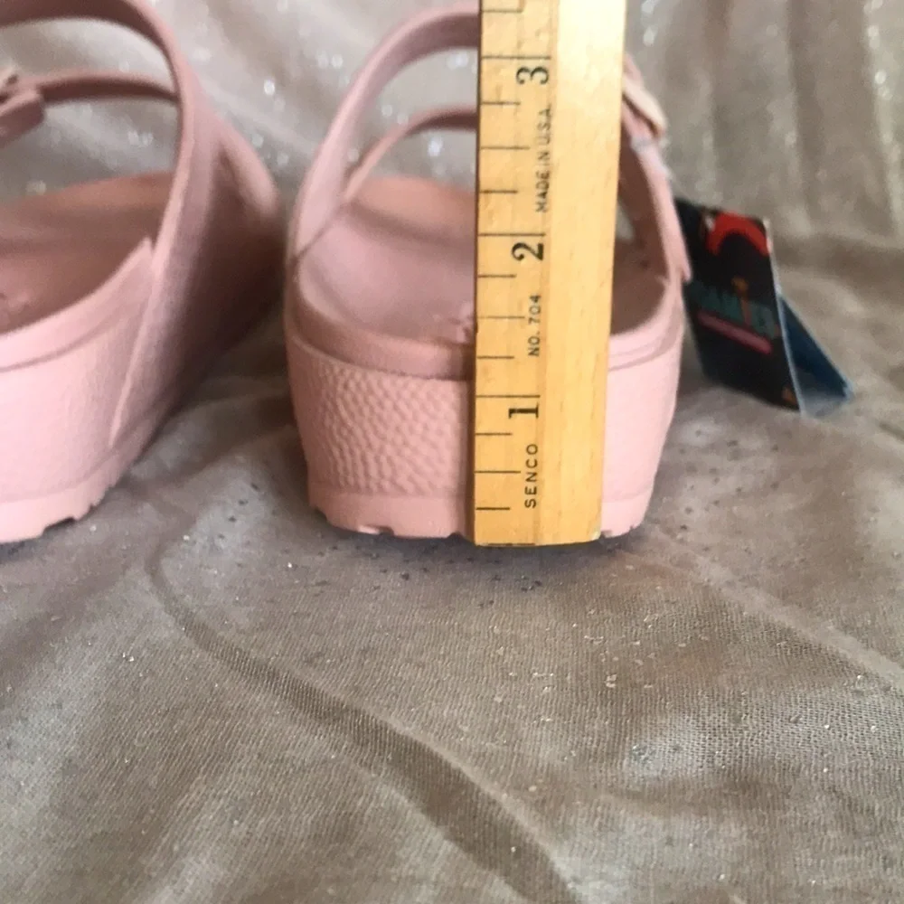 Brand New Skechers Foamies Luxe Foam Double Strap Buckled Blush Slides Sandals
